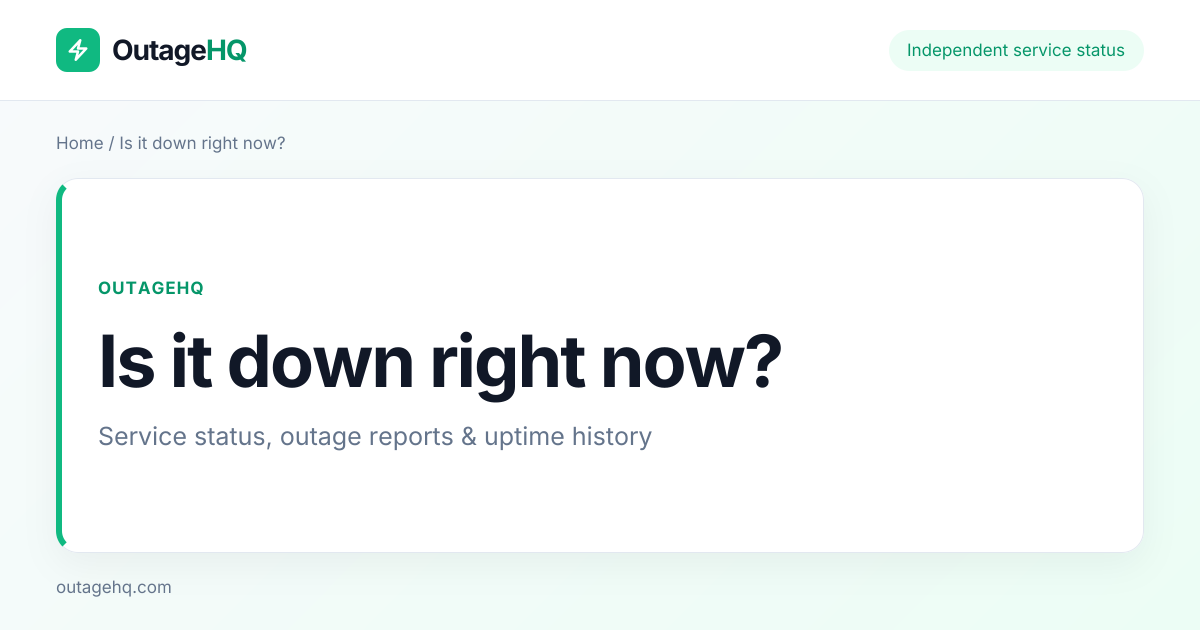 Is It Down Right Now? Real-Time Service Status — OutageHQ
