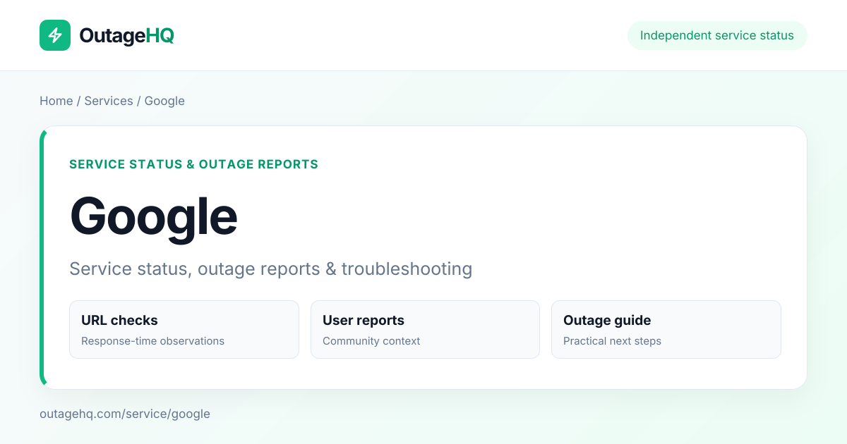 Is Google Down? Search Status & Outage Reports | OutageHQ